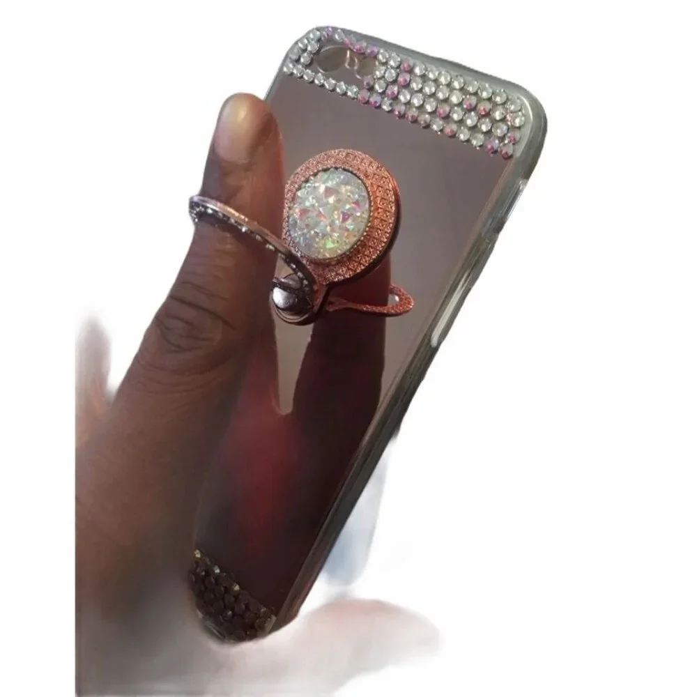 Luxury Crystal Rhinestone Bling Mirror Rose Gold IPhone 6/6s Case W/ Ring Holder